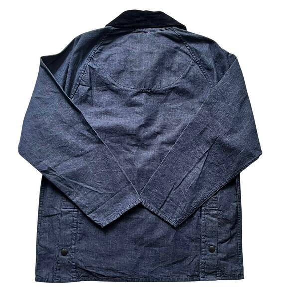 Barbour OS Bedale Casual Denim Jacket Indigo Corduroy Collar Oversized Mens S - Picture 2 of 9
